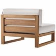 Modway Upland 3-Piece Solid Teak Wood Patio Sectional Sofa in Natural and White