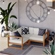 Modway Upland 3-Piece Solid Teak Wood Patio Sectional Sofa in Natural & White