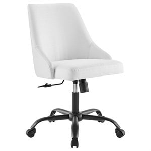 modway designate fabric upholstered office swivel chair in black and white