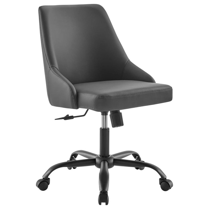 Modway Designate Faux Leather Upholstered Office Swivel Chair in Black