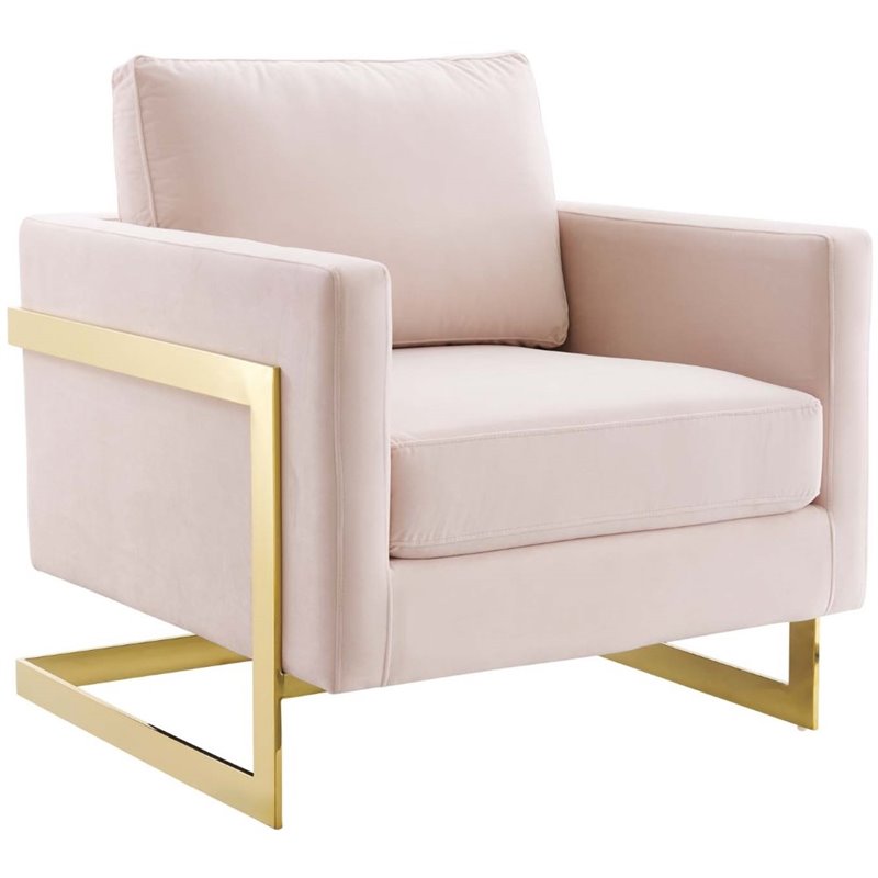 Modway Posse Performance Velvet Upholstered Accent Chair in Gold and