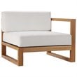 Modway Upland 2-Piece Solid Teak Wood Patio Loveseat in Natural and White