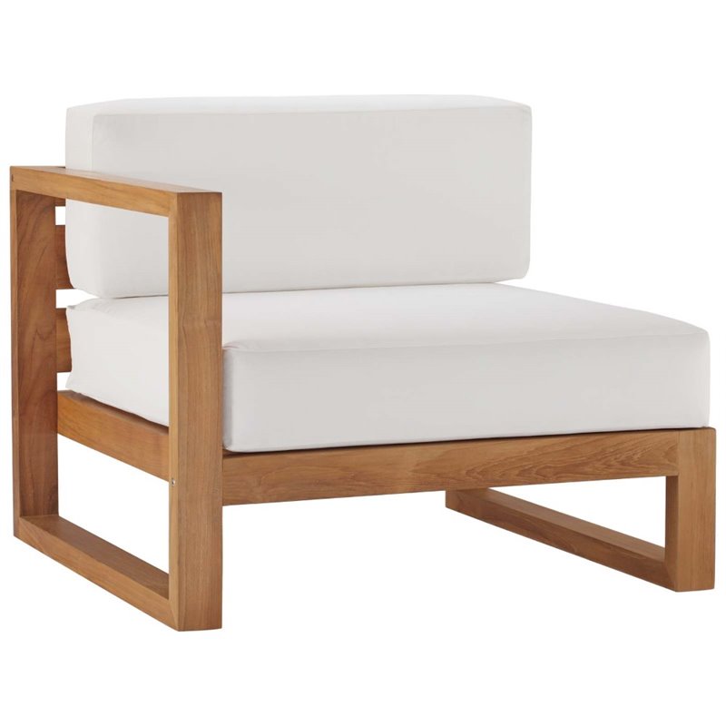 Modway Upland 2-Piece Solid Teak Wood Patio Loveseat in Natural and White