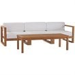 Modway Upland 4-Piece Teak Wood Patio Furniture Set in Natural and White