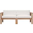 Modway Bayport 2-Piece Fabric & Teak Wood Patio Loveseat in Natural and White