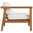 Modway Bayport 2-Piece Fabric & Teak Wood Patio Loveseat in Natural and White