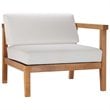 Modway Bayport 2-Piece Fabric & Teak Wood Patio Loveseat in Natural and White