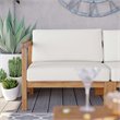 Modway Bayport 2-Piece Fabric & Teak Wood Patio Loveseat in Natural and White