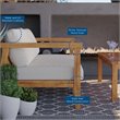 Modway Bayport 2-Piece Fabric & Teak Wood Patio Loveseat in Natural and White