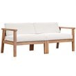 Modway Bayport 2-Piece Fabric & Teak Wood Patio Loveseat in Natural and White