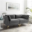 Modway Ardent Performance Velvet Upholstered Loveseat in Gray