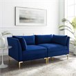 Modway Ardent Performance Velvet Upholstered Loveseat in Navy