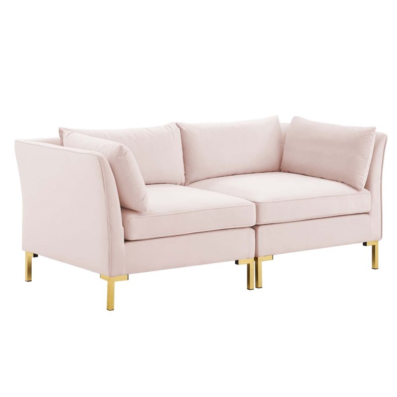 Modway Ardent Performance Velvet Upholstered Loveseat in Pink