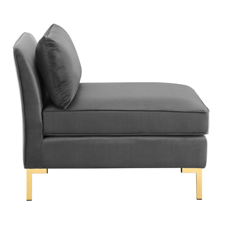Modway Ardent 3-Seater Performance Velvet Sofa in Gray & Gold