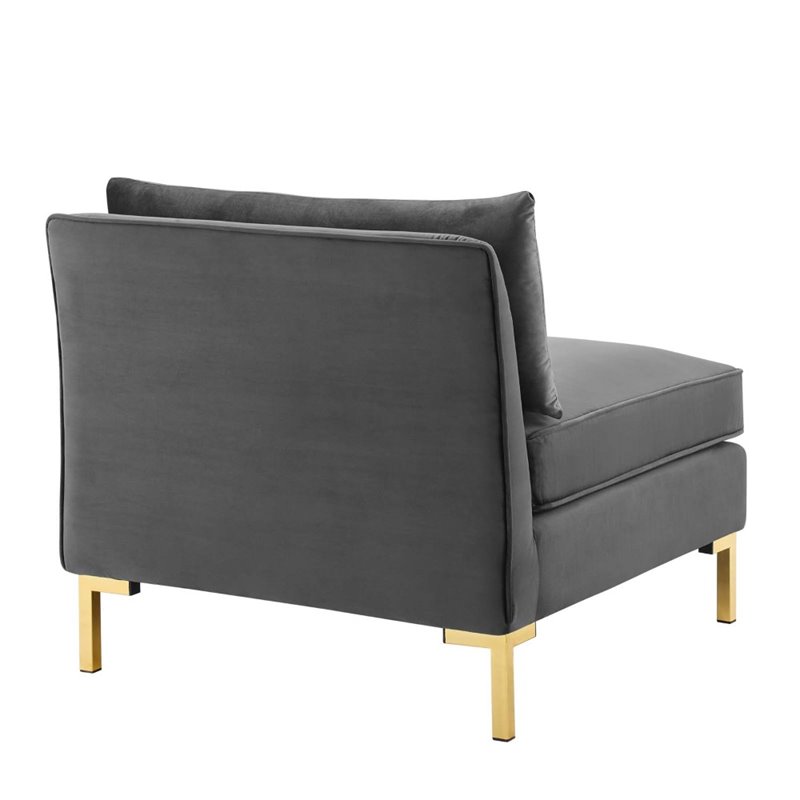 Modway Ardent 3-Seater Performance Velvet Sofa in Gray & Gold