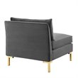 Modway Ardent 3-Seater Performance Velvet Sofa in Gray & Gold