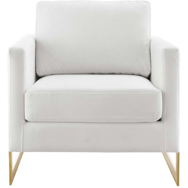 Modway Posse Performance Velvet Upholstered Accent Chair in Gold and White 