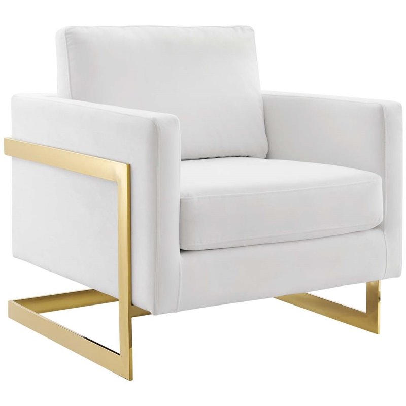 Modway Posse Performance Velvet Upholstered Accent Chair in Gold and