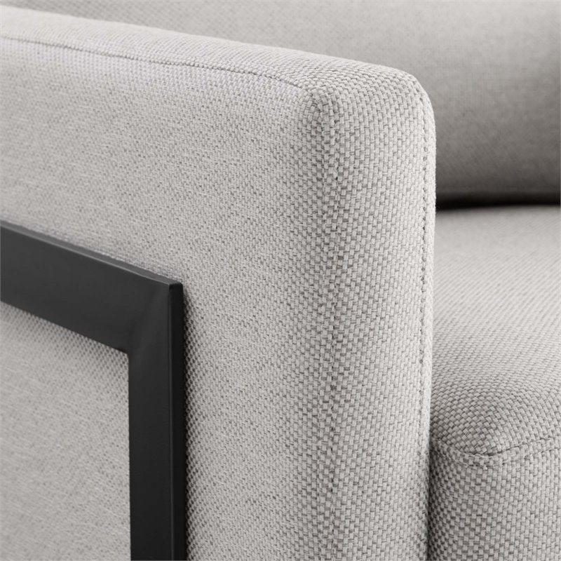 Modway Posse Upholstered Fabric Upholstered Accent Chair in Black and Camel