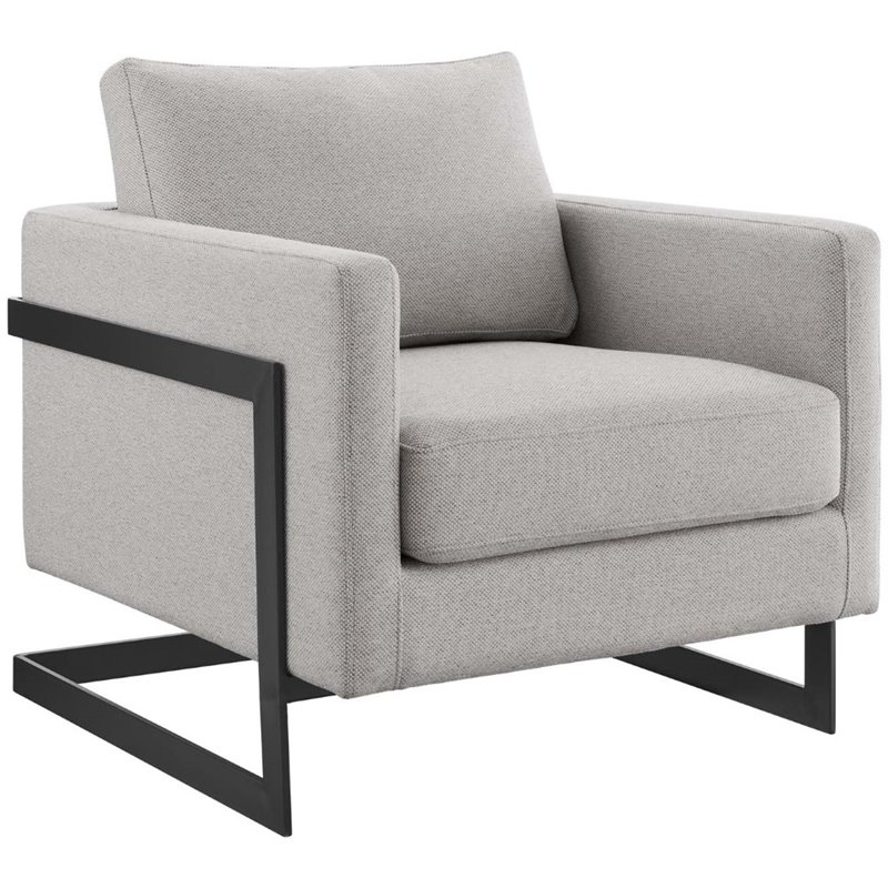 Modway Posse Upholstered Fabric Upholstered Accent Chair in Black and Camel