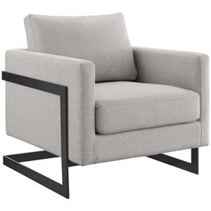 Modway Posse Upholstered Fabric Upholstered Accent Chair in Black and Camel