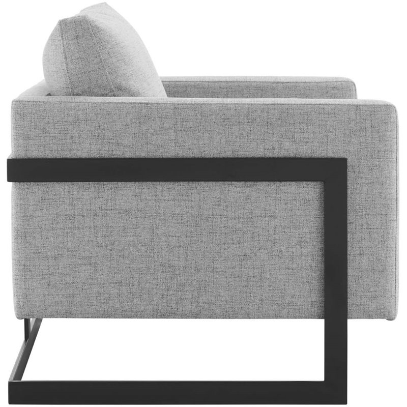 Modway Posse Upholstered Fabric Upholstered Accent Chair in Black and Light Gray