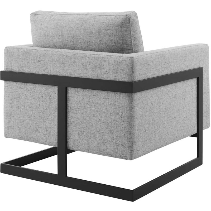 Modway Posse Upholstered Fabric Upholstered Accent Chair in Black and Light Gray