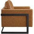 Modway Posse Faux Leather Upholstered Accent Chair in Black and Tan