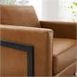 Modway Posse Faux Leather Upholstered Accent Chair in Black and Tan