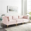 Modway Ardent 3-Seater Performance Velvet Sofa in Pink & Gold