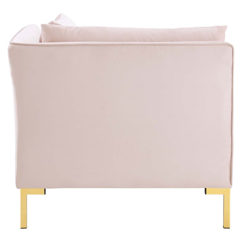 Modway Ardent 3-Seater Performance Velvet Sofa in Pink & Gold