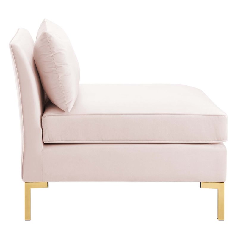 Modway Ardent 3-Seater Performance Velvet Sofa in Pink & Gold