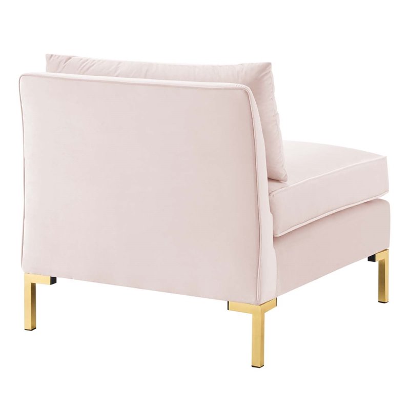 Modway Ardent 3-Seater Performance Velvet Sofa in Pink & Gold