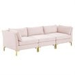 Modway Ardent 3-Seater Performance Velvet Sofa in Pink & Gold