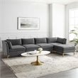Modway Ardent 5-Piece Performance Velvet Modular Sectional Sofa in Gray