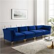 Modway Ardent 4-Seater Performance Velvet Modular Sofa in Navy
