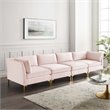 Modway Ardent 4-Seater Performance Velvet Modular Sofa in Pink