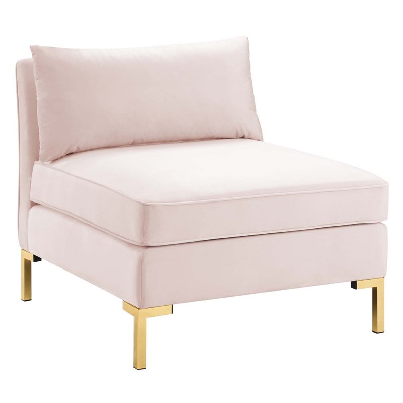 Modway Ardent 4-Seater Performance Velvet Modular Sofa in Pink