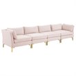 Modway Ardent 4-Seater Performance Velvet Modular Sofa in Pink