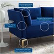 Modway Ardent 5-Piece Performance Velvet Modular Sectional Sofa in Navy/Gold