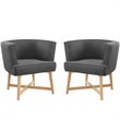Anders Upholstered Fabric Accent Chair Set of 2 in Gray