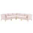 Modway Ardent 5-Piece Performance Velvet Modular Sectional Sofa in Pink/Gold