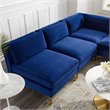 Modway Ardent 5-Piece Performance Velvet Sectional Sofa in Navy/Gold