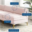 Modway Ardent 5-Piece Performance Velvet Sectional Sofa in Pink/Gold