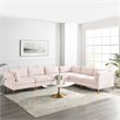 Modway Ardent 6-Piece Performance Velvet Modular Sectional Sofa in Pink/Gold