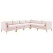 Modway Ardent 6-Piece Performance Velvet Modular Sectional Sofa in Pink/Gold