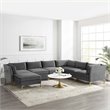 Modway Ardent 7-Piece Performance Velvet Modular Sectional Sofa in Gray
