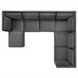 Modway Ardent 7-Piece Performance Velvet Modular Sectional Sofa in Gray