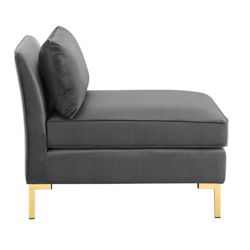 Modway Ardent 7-Piece Performance Velvet Modular Sectional Sofa in Gray