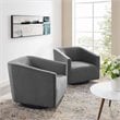 Modway Twist Performance Velvet Tufted Swivel Arm in Gray (Set of 2)